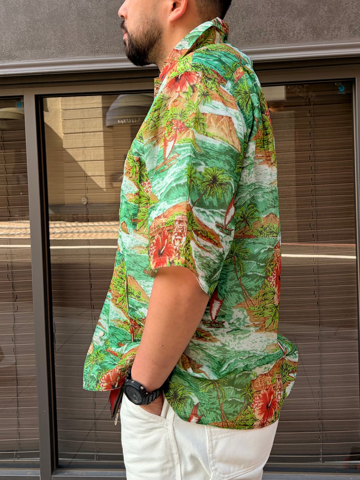 迷迭香 マンネンロウ / NYLON MESH HALF SLEEVE SHIRT ナイロン メッシュ ハーフ シャツ ALOHA