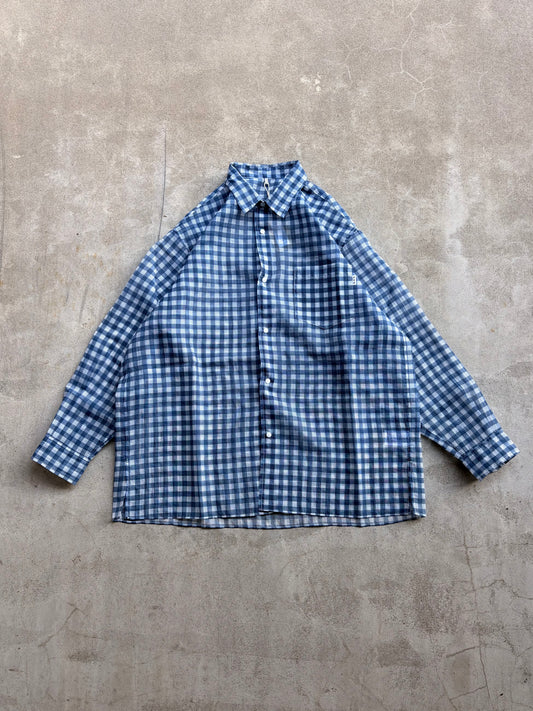 迷迭香 マンネンロウ / MESH OVER SHIRT メッシュ オーバー シャツ ギンガムチェック