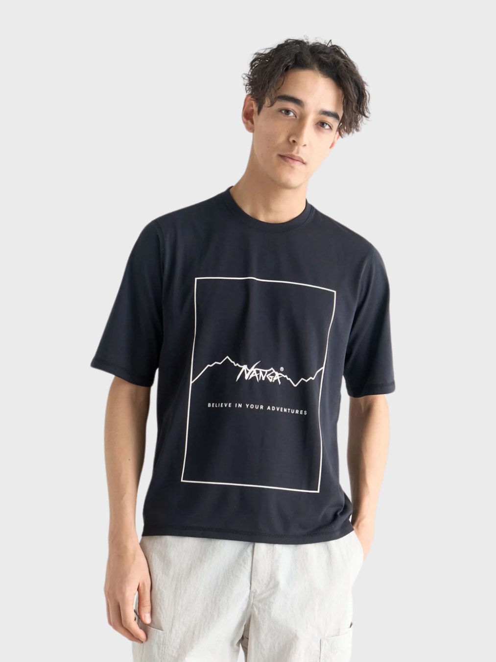 NANGA ナンガ / DRY MIX FRAME LOGO TEE ドライミックスフレームロゴティー