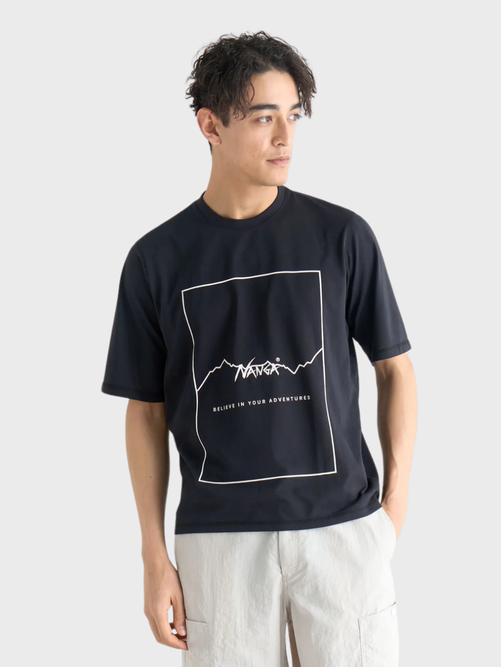 NANGA ナンガ / DRY MIX FRAME LOGO TEE ドライミックスフレームロゴティー