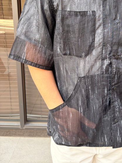 迷迭香 マンネンロウ / MESH HALF SLEEVE SHIRT メッシュ ハーフ シャツ ブラックM