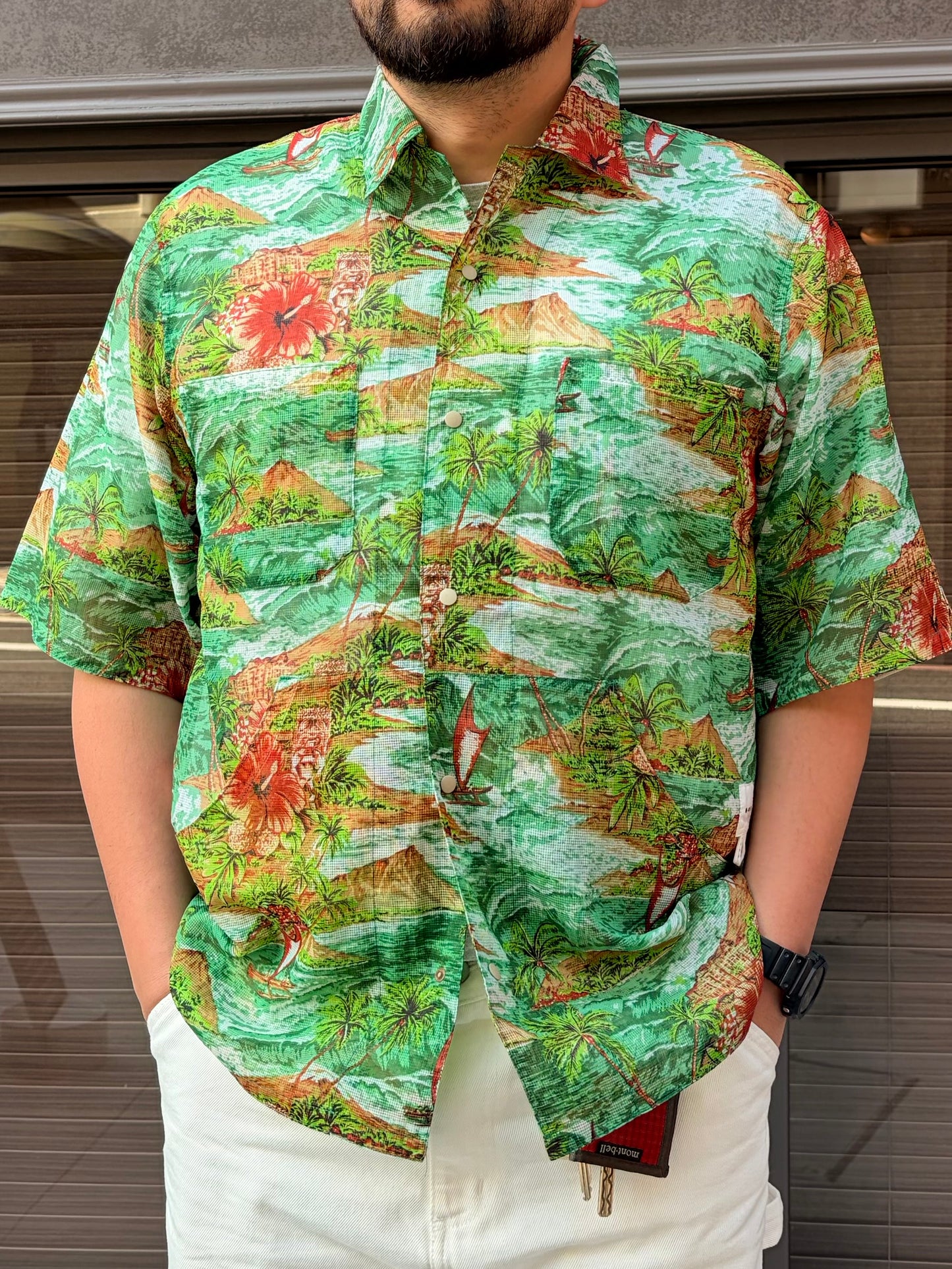 迷迭香 マンネンロウ / NYLON MESH HALF SLEEVE SHIRT ナイロン メッシュ ハーフ シャツ ALOHA