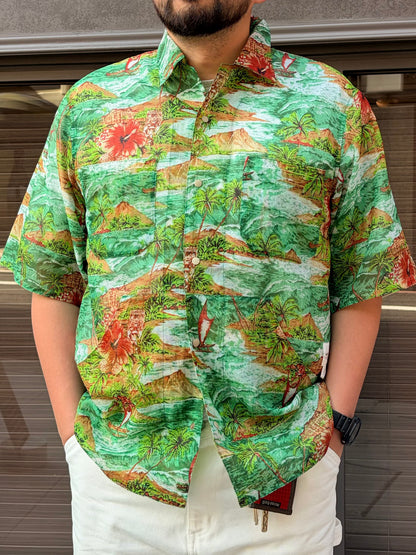 迷迭香 マンネンロウ / NYLON MESH HALF SLEEVE SHIRT ナイロン メッシュ ハーフ シャツ ALOHA