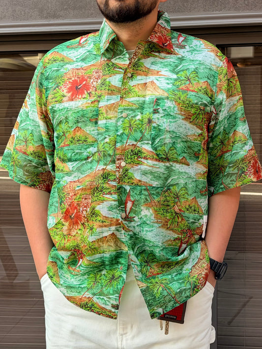 迷迭香 マンネンロウ / NYLON MESH HALF SLEEVE SHIRT ナイロン メッシュ ハーフ シャツ ALOHA